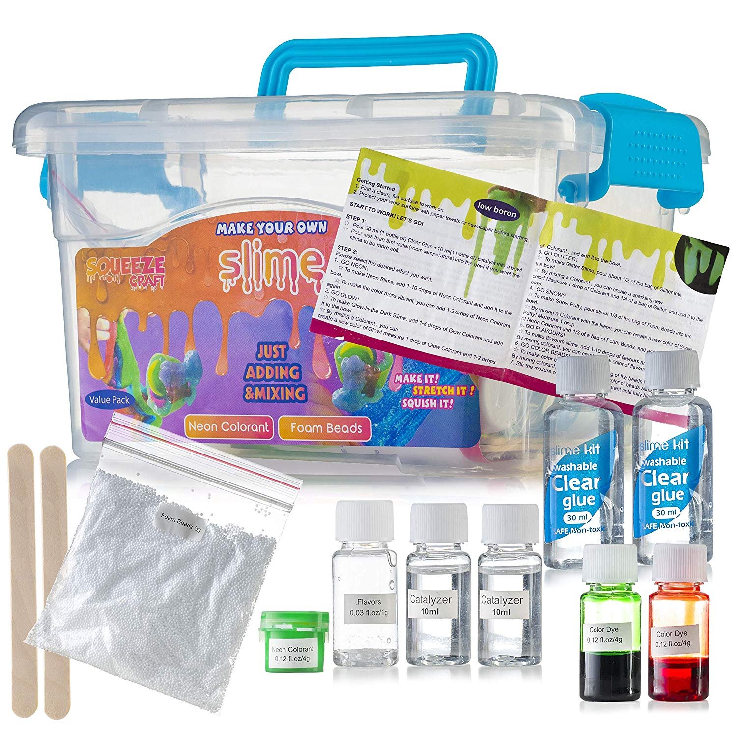 Make Your Own Slime Kit - Double Pack, Neon Foam Beads and Neon